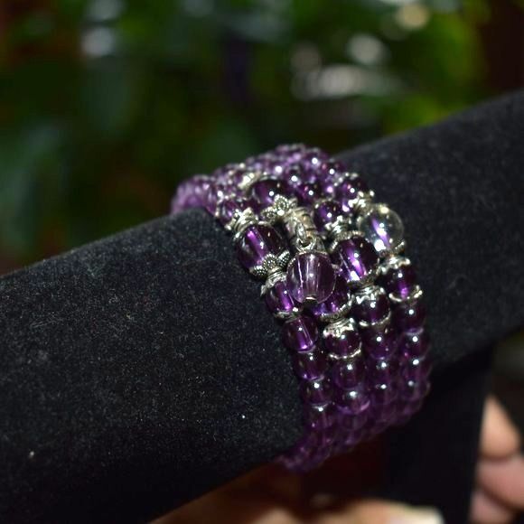 Prana Wrap Beaded Bracelet Purple - Picture 5 of 5